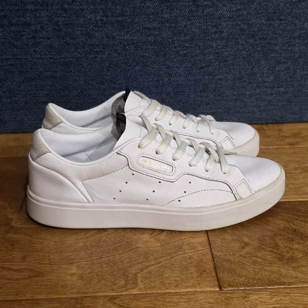 Adidas Sleek White Leather Sneakers